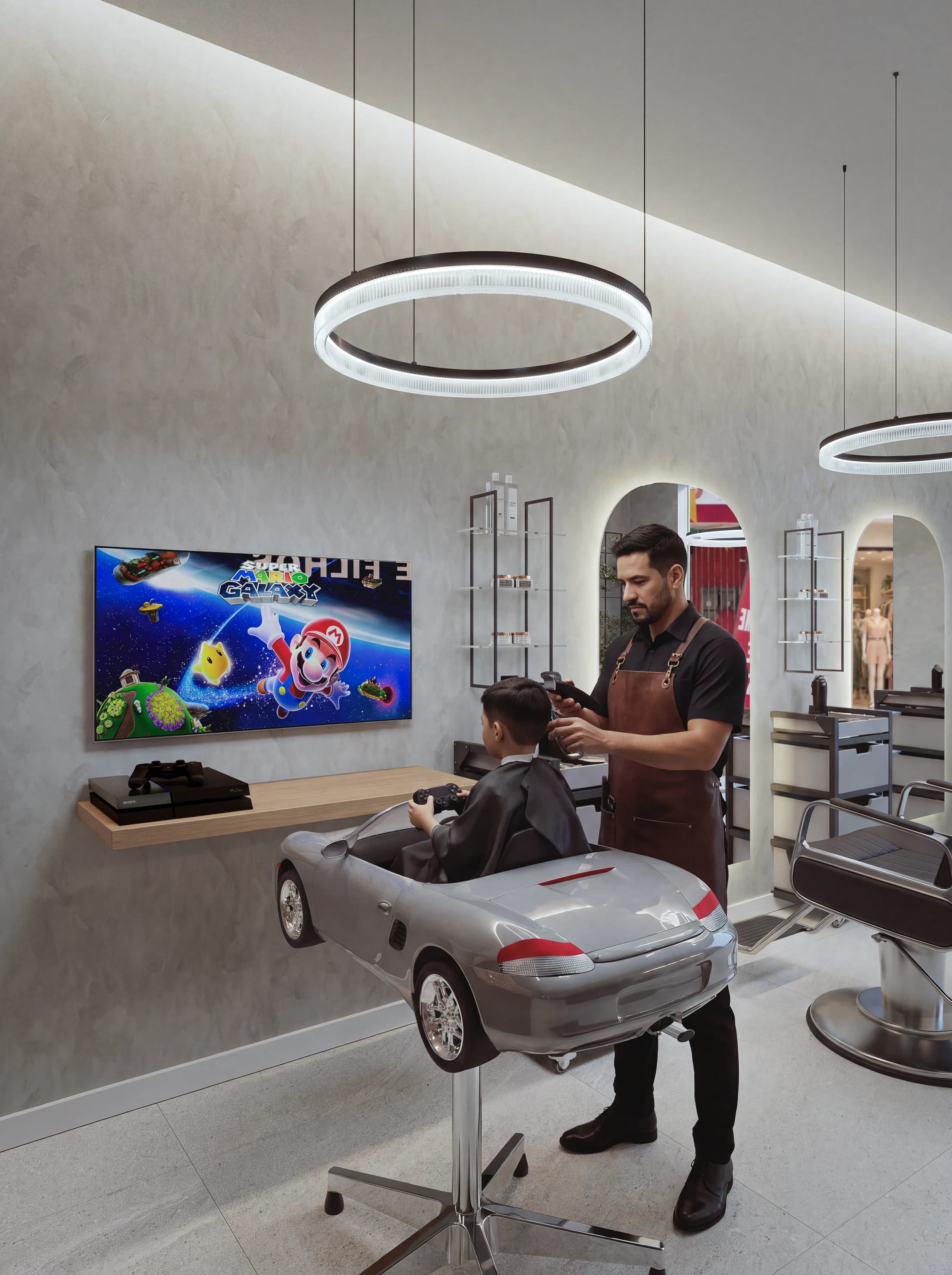Estação Kids — Poltrona Infantil Porsche Boxster, Console PS4 & TV Gamer (CAM05)