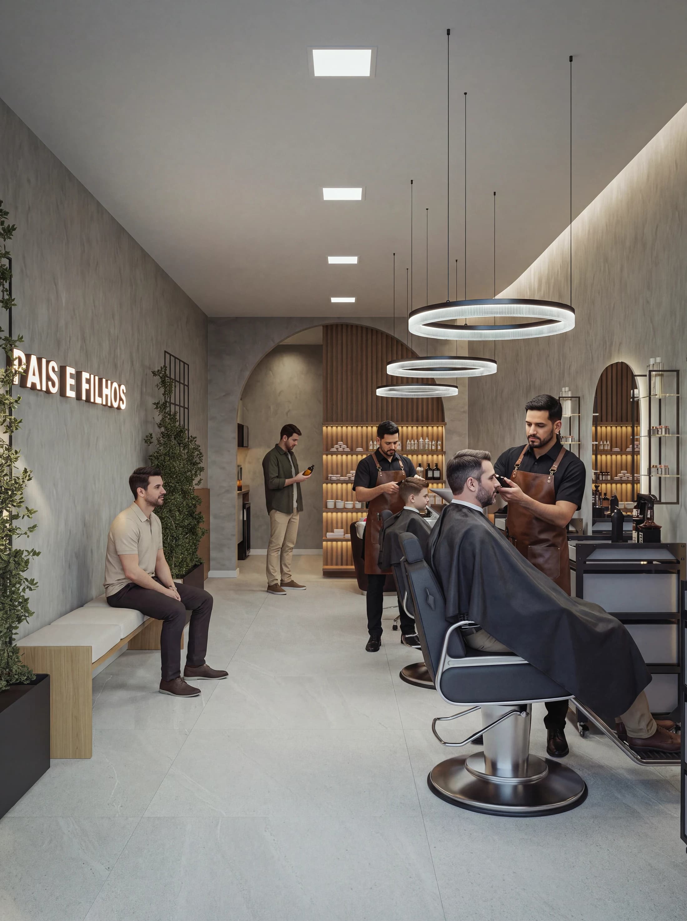 Barbearia Pais & Filhos — Arquitetura Comercial, Estação Kids & Interiores