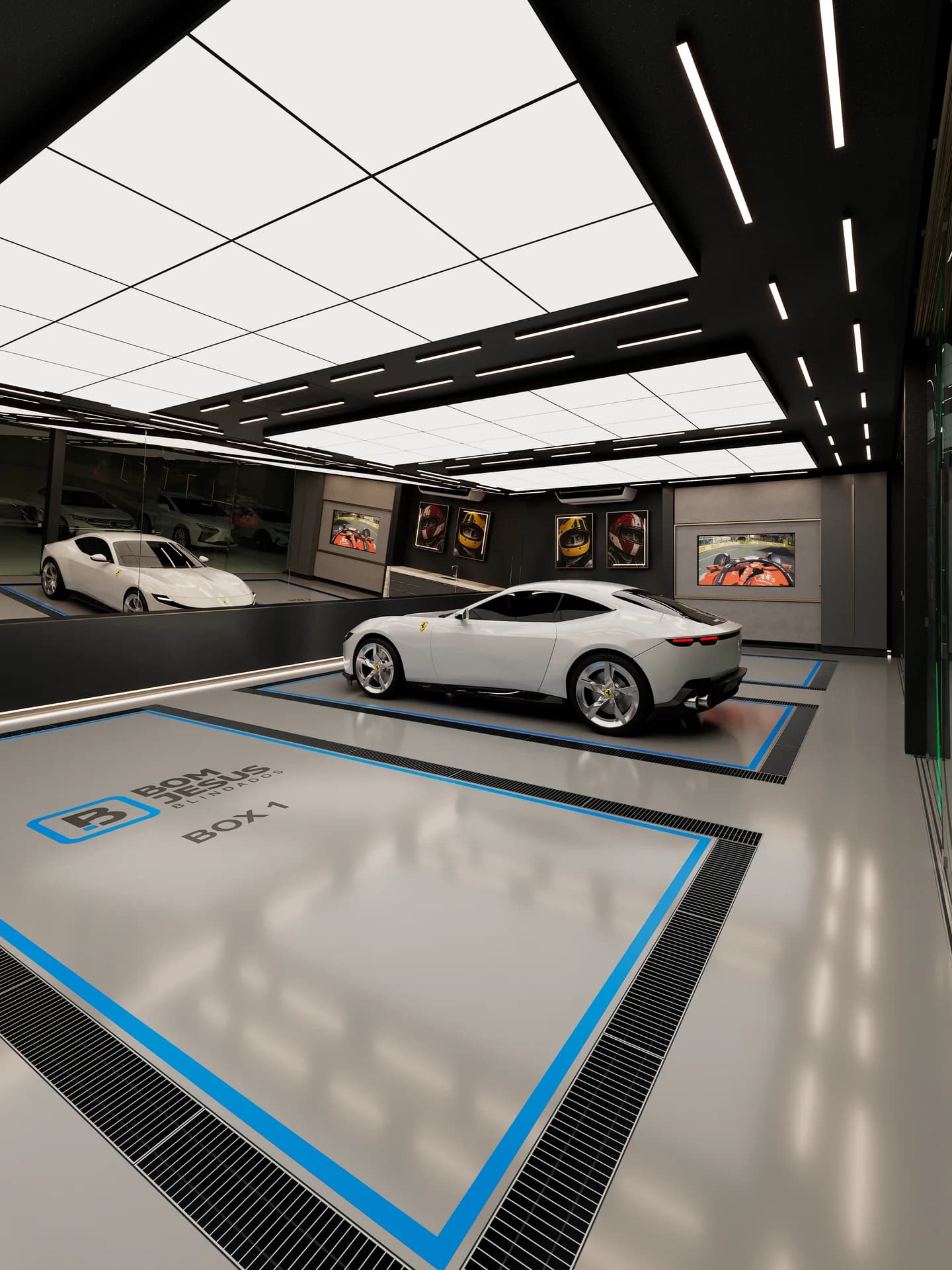 Vista IG06 — Perspectiva Superior Box 1 & Matriz Luminotécnica Completa