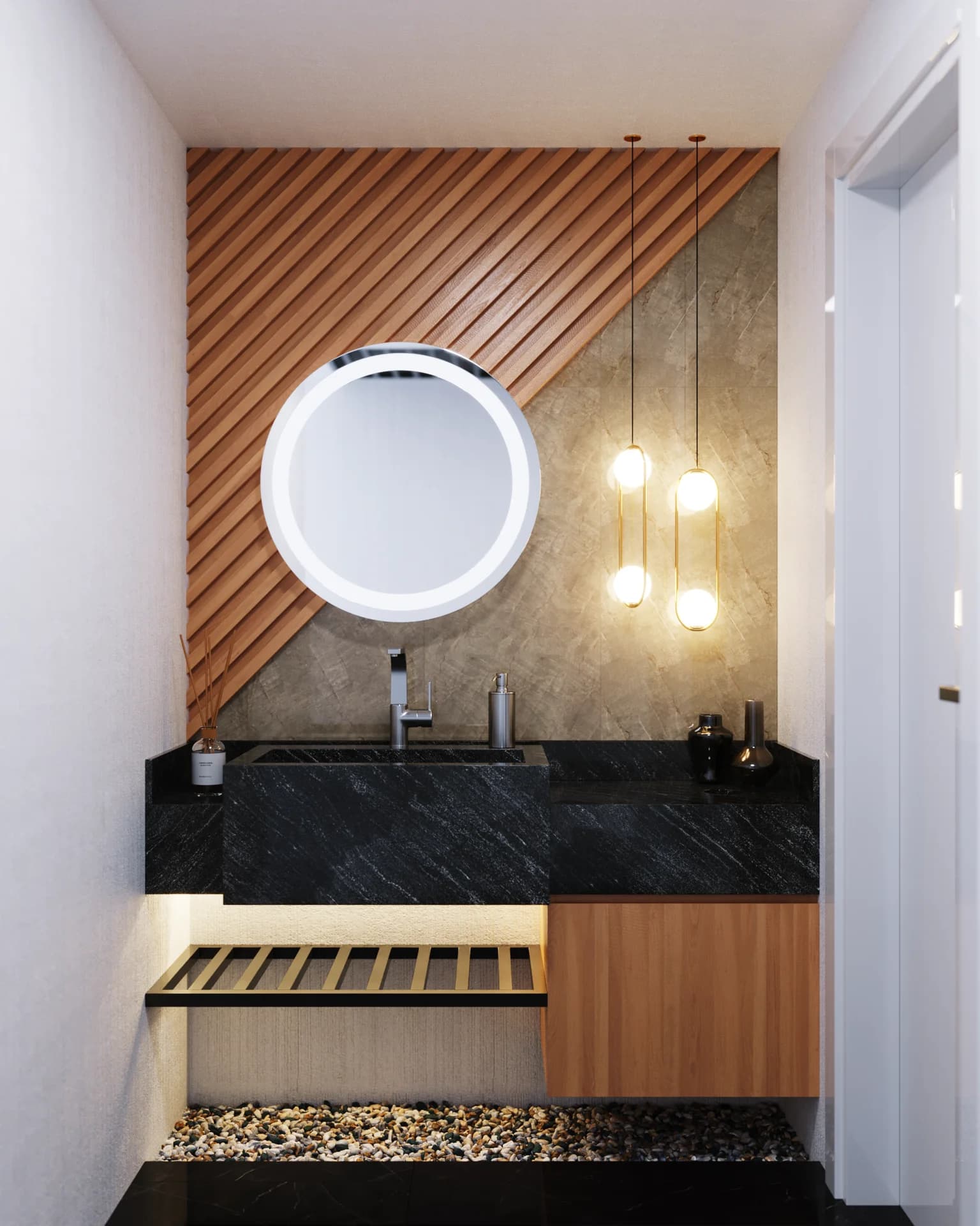 Comedoria — Lavabo, Hall & Adega — Arquitetura Comercial, Sanitários & Adega Sob Escada