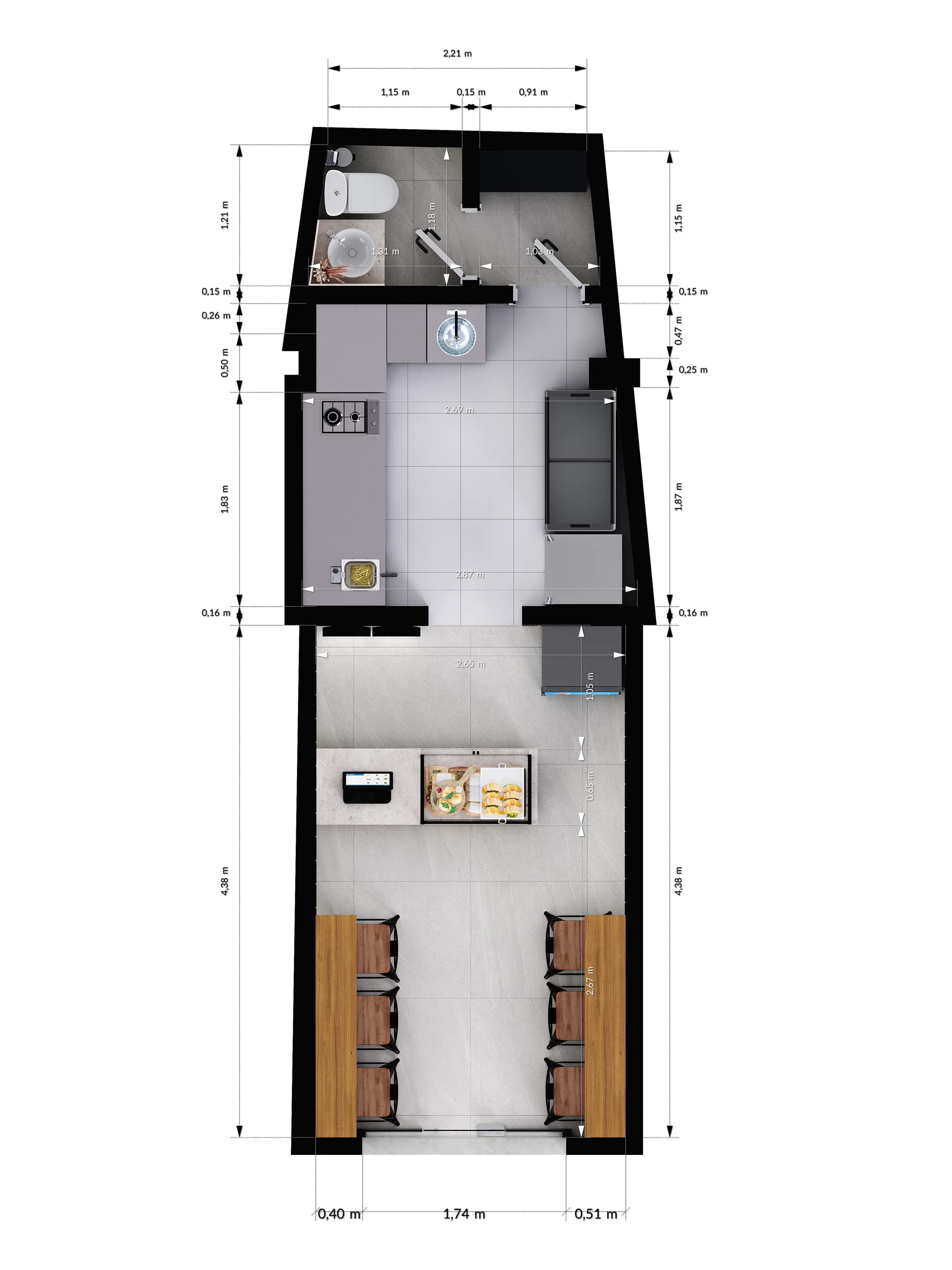 Planta Humanizada Cotada (2,65m × 25,00m) — Plugin Ameno Cotas